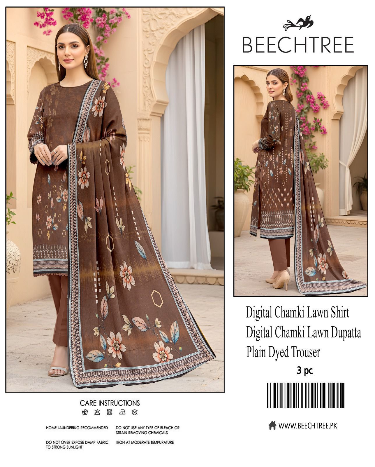 Beectree Digital Printed Chamki Lawn 3 Piece Suit – Elegant Summer Unstitched Dress 2026
