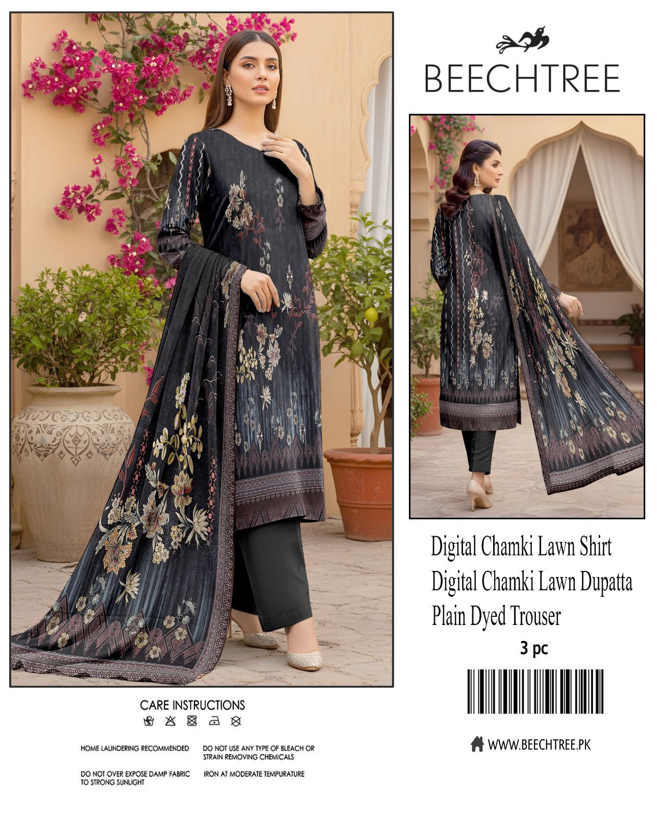 Beectree Digital Printed Chamki Lawn 3 Piece Suit – Elegant Summer Unstitched Dress 2026