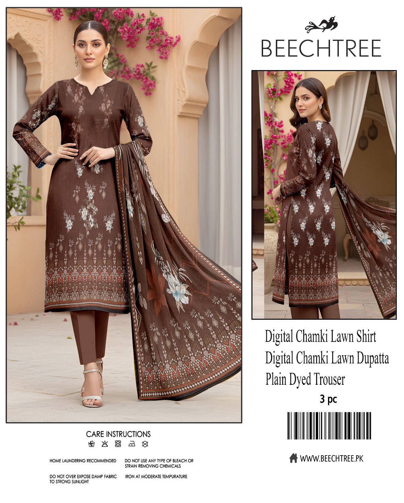 Beectree Digital Printed Chamki Lawn 3 Piece Suit – Elegant Summer Unstitched Dress 2026