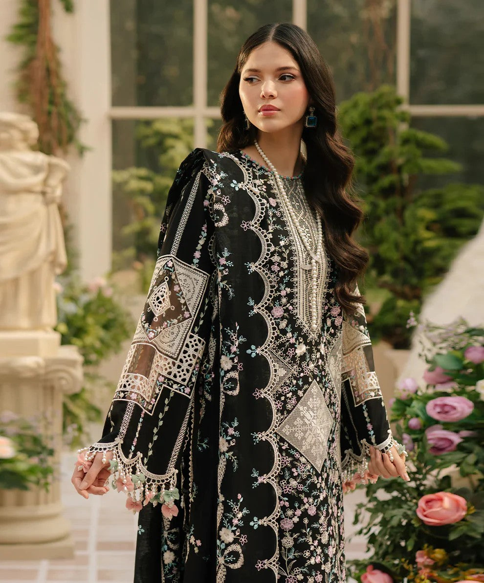 Bin Ilyas Lawn Collection – Black Lover 🖤 (Premium Embroidered 3PC Suit)