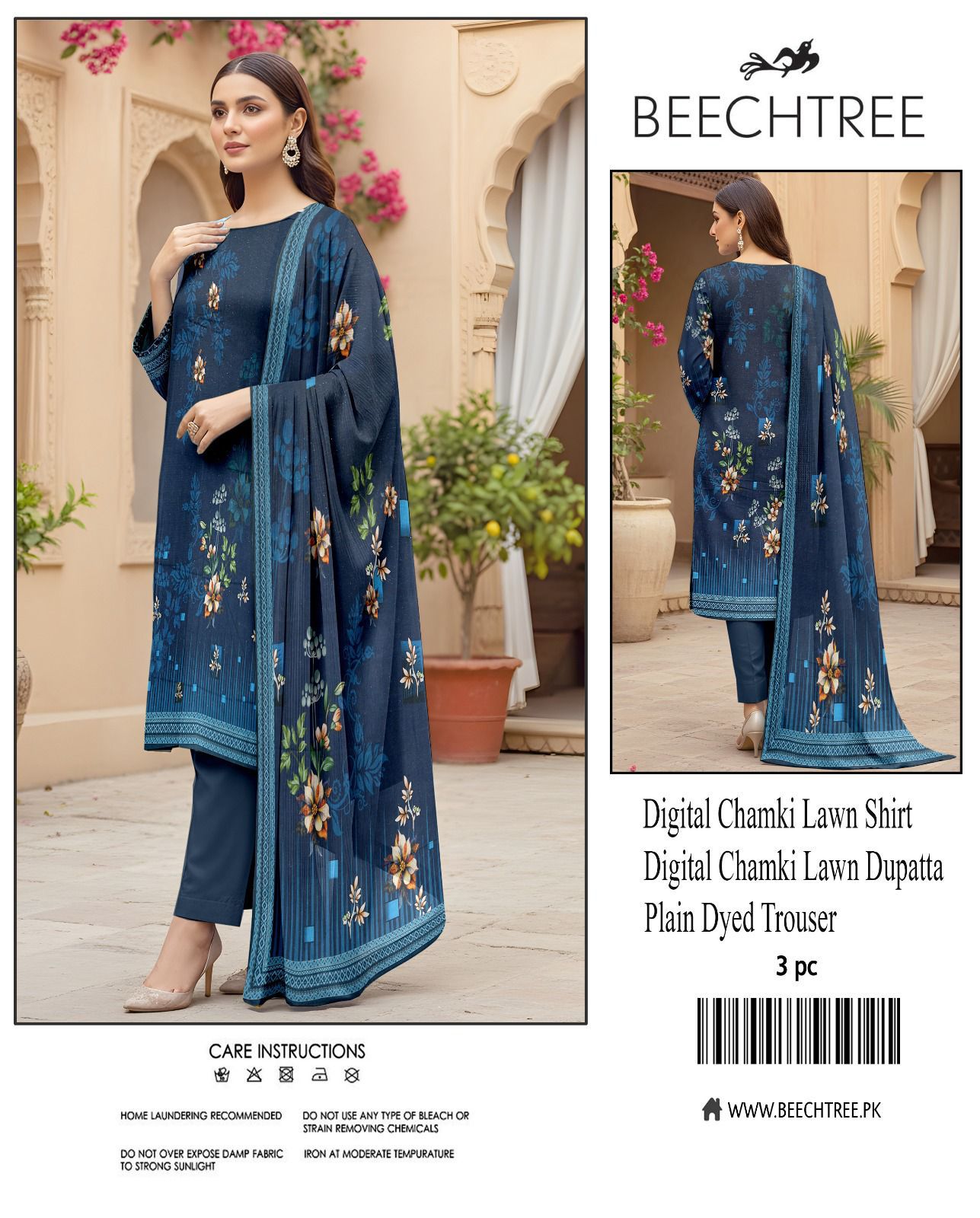 Beectree Digital Printed Chamki Lawn 3 Piece Suit – Elegant Summer Unstitched Dress 2026