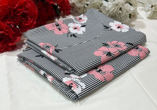 Ladies 2-Piece – Micro Polo Cotton with Floral Print | D-011