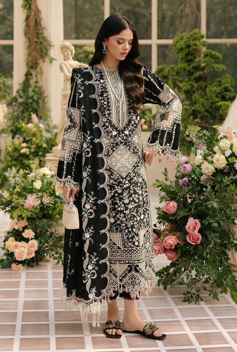 Bin Ilyas Lawn Collection – Black Lover 🖤 (Premium Embroidered 3PC Suit)