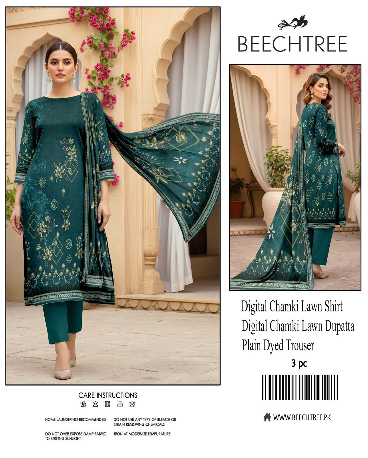 Beectree Digital Printed Chamki Lawn 3 Piece Suit – Elegant Summer Unstitched Dress 2026