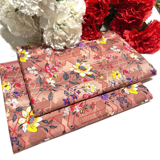 Ladies 2-Piece – Micro Polo Cotton with Floral Print | D-074