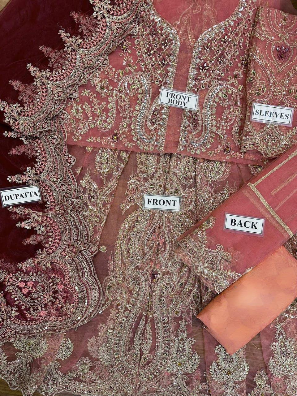🌸 SUNDAR COLLECTION – PREMIUM FORMAL COLLECTION 2026 🌸  Maria B Inspired – Net Frock Replica Suit Luxury Semi-Stitched Frock with Satin Silk Trouser ✨