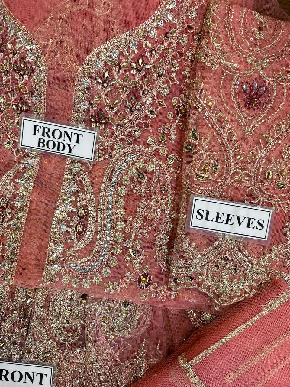 🌸 SUNDAR COLLECTION – PREMIUM FORMAL COLLECTION 2026 🌸  Maria B Inspired – Net Frock Replica Suit Luxury Semi-Stitched Frock with Satin Silk Trouser ✨
