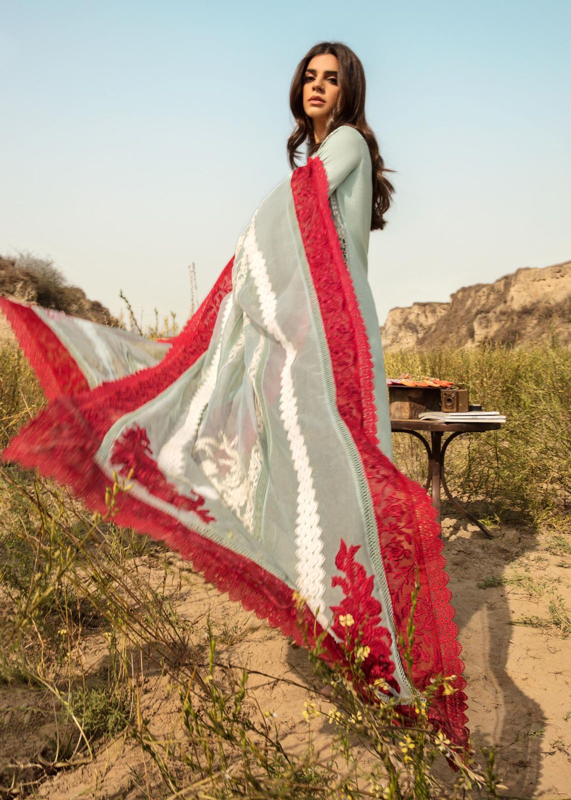 🌸 SUNDAR COLLECTION – CHIKANKARI PREMIUM EDITION 🌸  Crimson X Saira Shakira Inspired Design Design Code: CXS-OPEL | Chikankari Collection