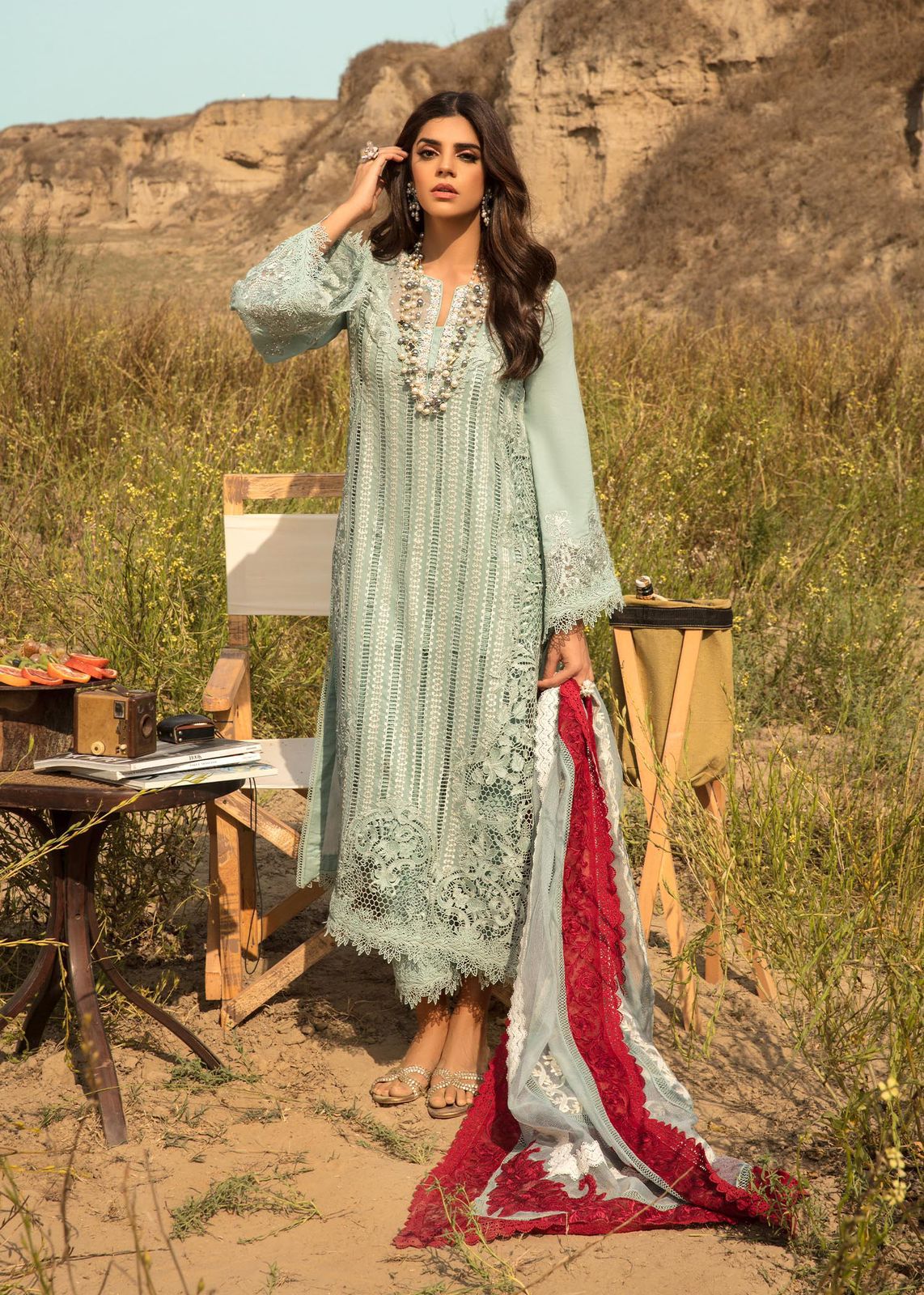 🌸 SUNDAR COLLECTION – CHIKANKARI PREMIUM EDITION 🌸  Crimson X Saira Shakira Inspired Design Design Code: CXS-OPEL | Chikankari Collection