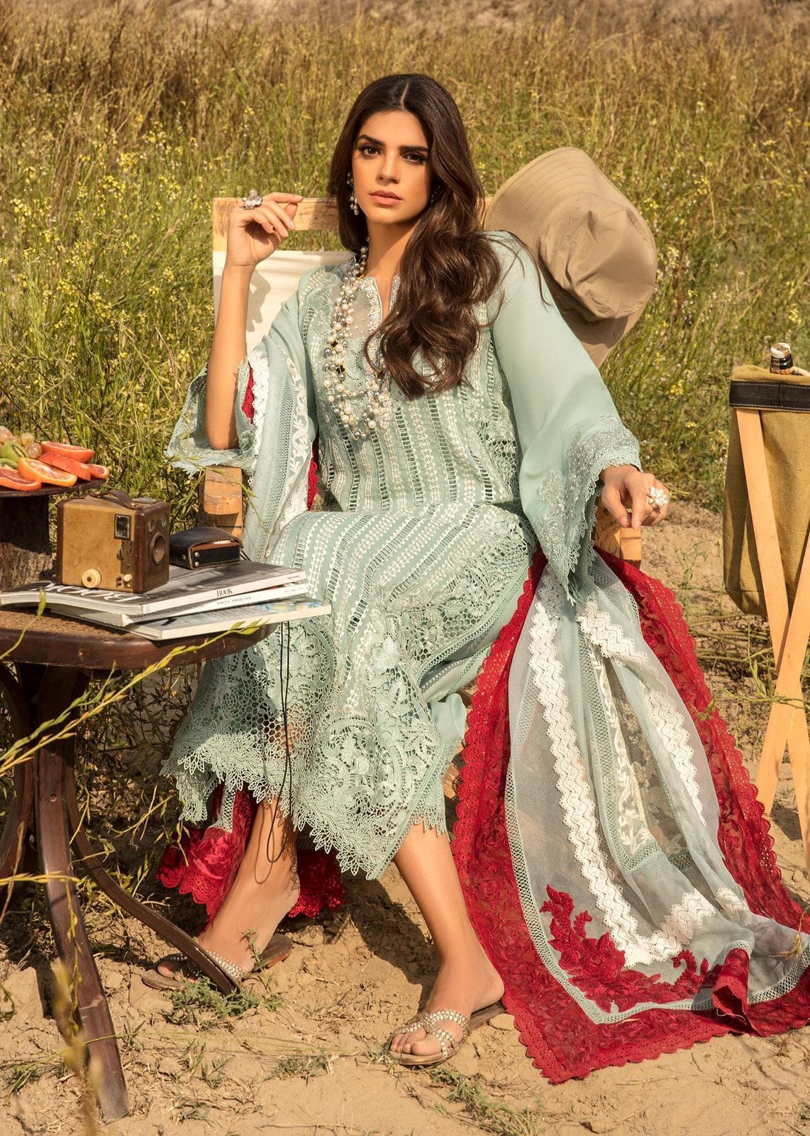 🌸 SUNDAR COLLECTION – CHIKANKARI PREMIUM EDITION 🌸  Crimson X Saira Shakira Inspired Design Design Code: CXS-OPEL | Chikankari Collection